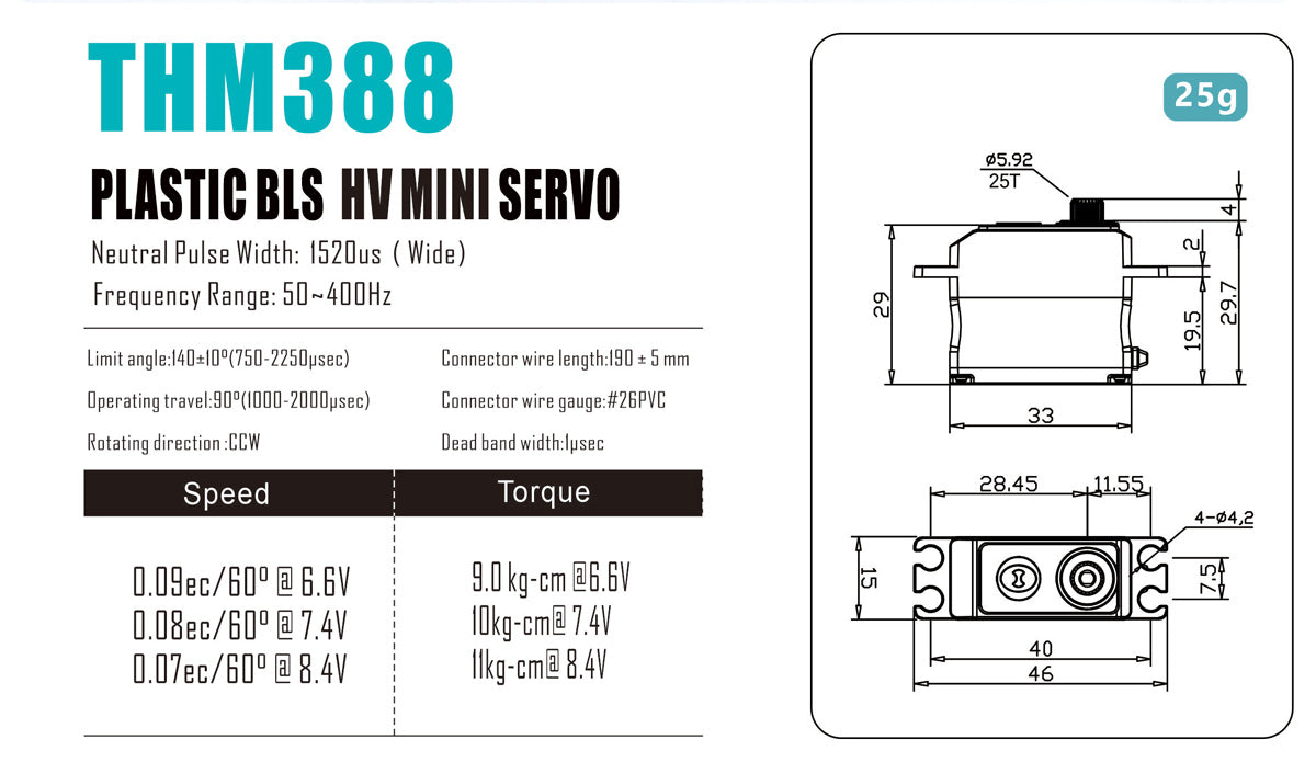 THETA THM388 F3A HV Mini Brushless Servo